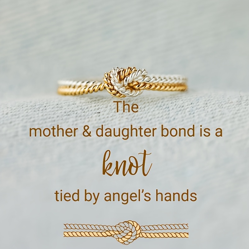 [Rope Knot Ring] Simple and stylish rope knot design two-tone ring for women, engagement party wedding gift, anniversary or Mother's Day present for your loved one