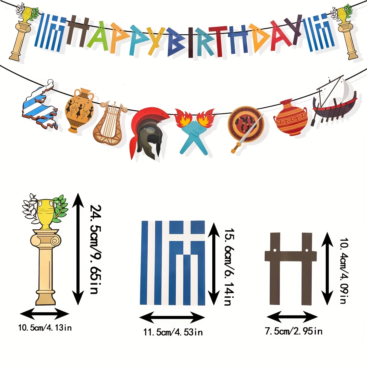 Ancient Greek Mythology-themed Birthday Banner, Mythical Pattern Streamers, Happy Birthday Banner