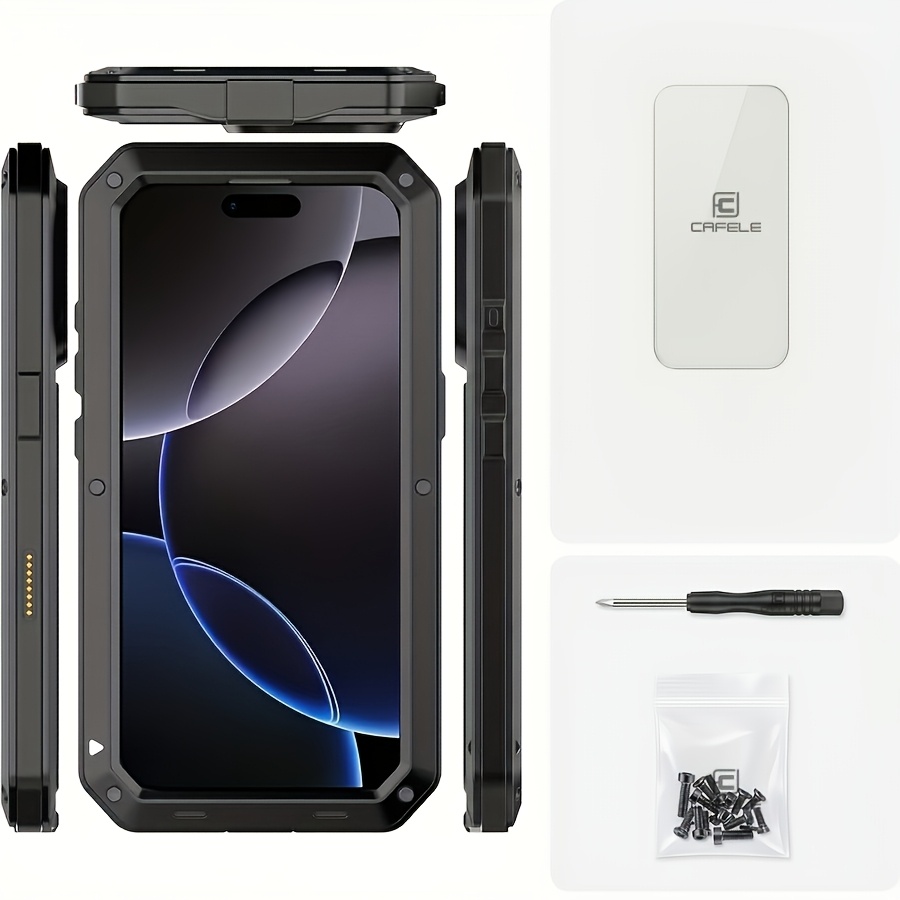TEMU For Iphone 11/12/13/14/15/16/17/18 Air/plus/pro/pro Max Case - Anti-drop, Dustproof & Waterproof Full-body Protection - Heavy Duty Metal +