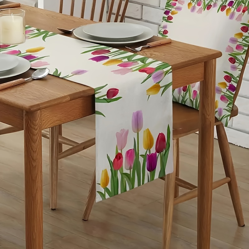 TEMU Seasonal Table Runner: Jit 1pc Polyester Printed Kitchen Table Mat For Home Decor - Rectangular, Woven, Polyester Cover