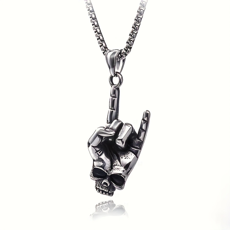 Make A Statement With This Punk Men's Skull Pendant Necklace