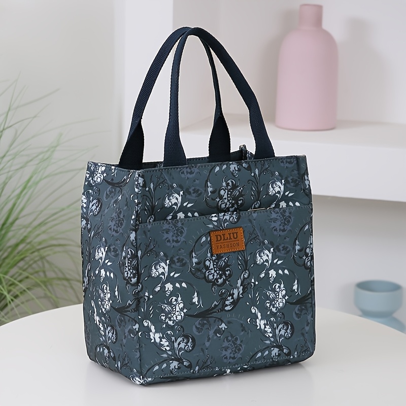 Image of Single Product New Nylon Thickened Fabric Handbag, Commuting To Work With Lunch Box Bag, Mother Out Storage Bag, Zipper Semi-closed, Fashion Retro Easy