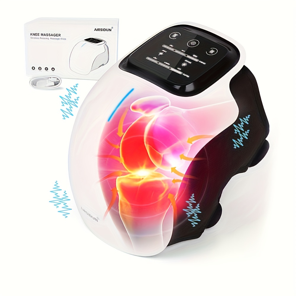 

Portable Knee Massager With 3 Vibration And 3 Heating Levels, Suitable For Home And Office Heating Massage Equipment, Led Touch Screen, Wearable Cordless Travel Massager, Suitable As A Gift