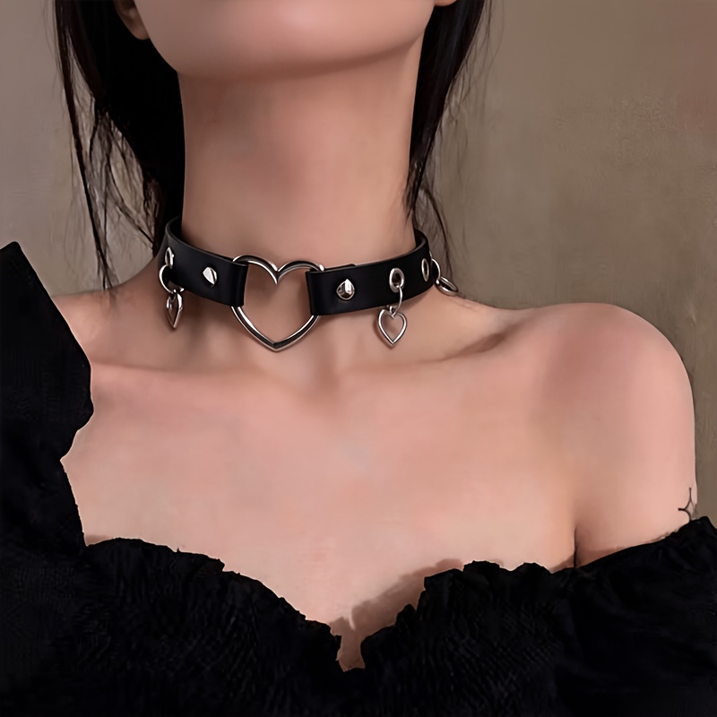 TEMU Dark Sweet Cool Choker, Combining Heart Elements With A Dark Sweet To Create A 'dark ' Look. Suitable For Valentine's Day/ 520, Halloween.