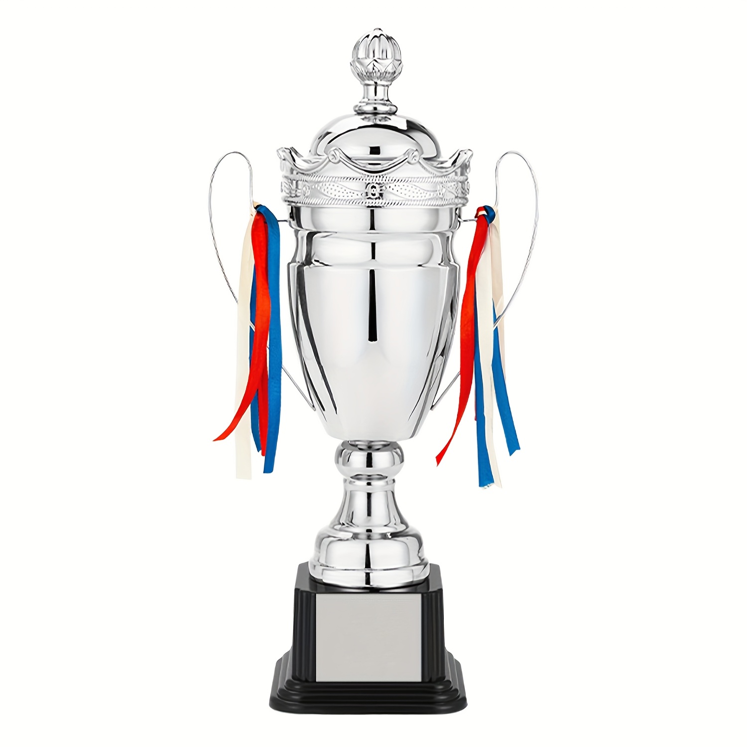TEMU 1pc Of Personalized Custom Metal Football Basketball Badminton Trophy, Golden Silvery , Iron Abs Material, Competition Trophy, Football Tennis