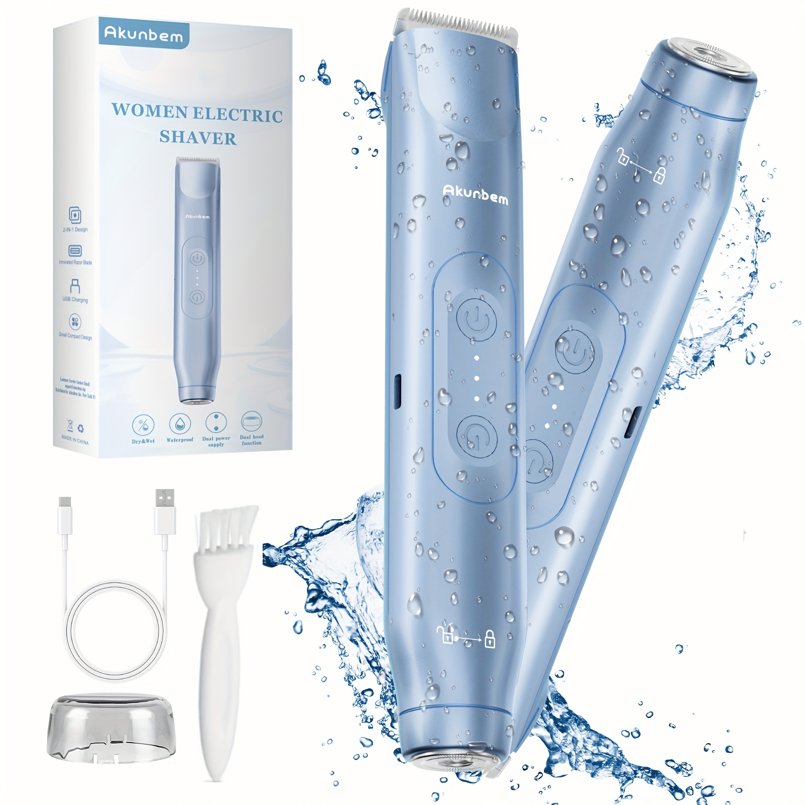 TEMU 2-in-1 Women Electric Shaver Dual Head Bikini Trimmer For Women Use Body Hair Trimmer And Facial Hair Remover For Bikini Underarm Leg Arm Body Face