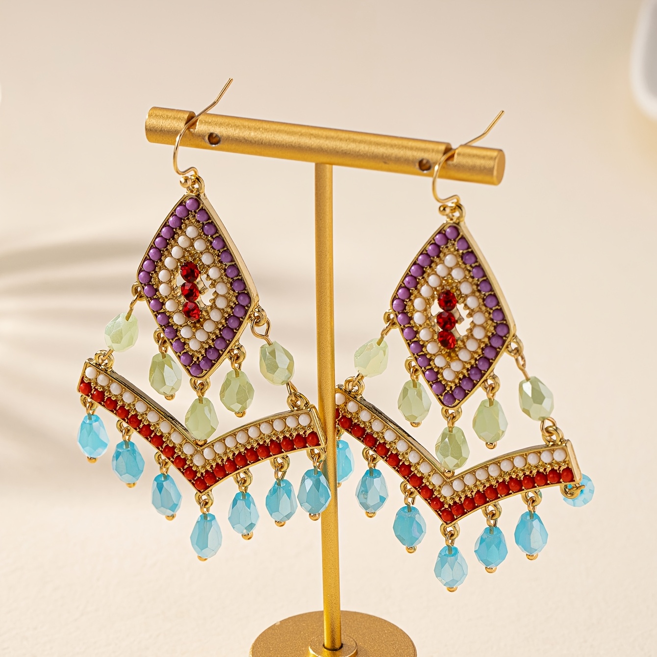 Women's Bohemian Inlaid Rhinestone Tassel Dangle Earrings