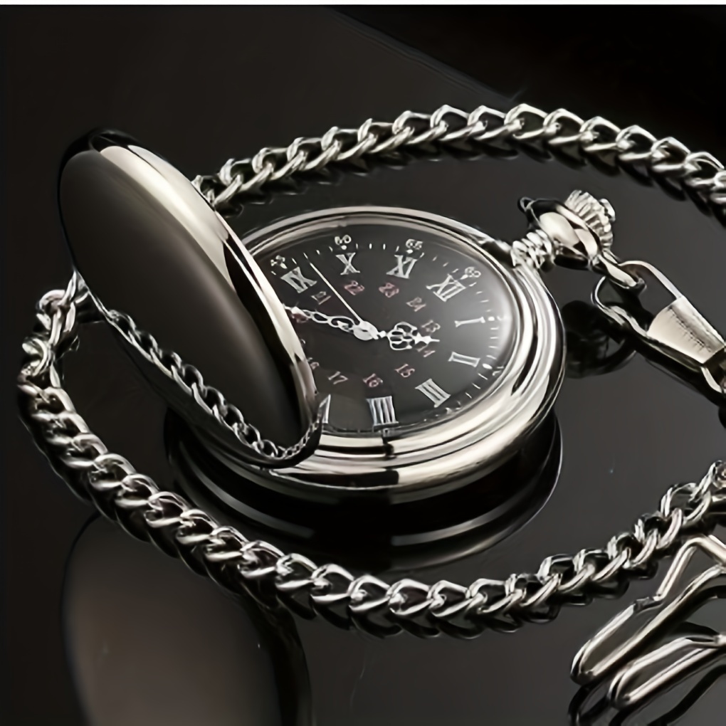 item picture fashionable classic glossy vintage pocket watch with versatile casual alloy chain pendant necklace quartz watch
