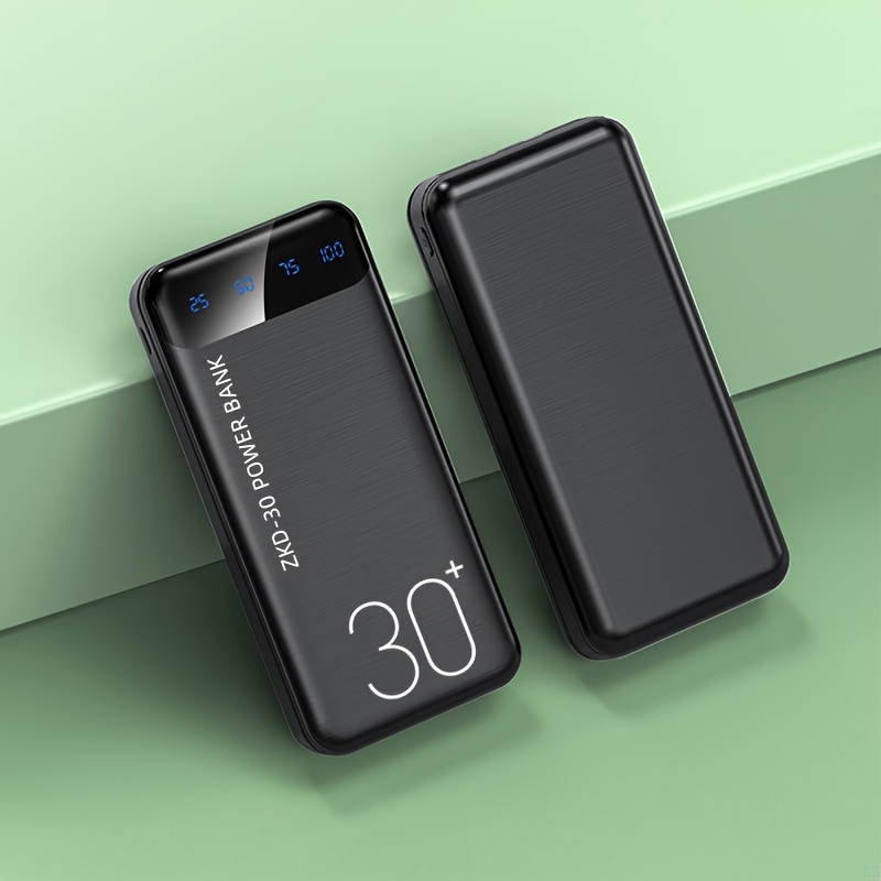 TEMU 30000mah Portable Power Bank, Large Capacity Power Bank, 1 Usb-c/2 Usb Ports, Dual Output, Lightweight And Compact, Suitable For Office Use,