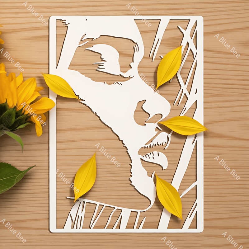 TEMU A Face Template Measuring 11.7 By 8.3 Inches, Suitable For Crafts, Spray Painting, Wall Art, Graffiti, And Home Decoration - A Reusable Plastic