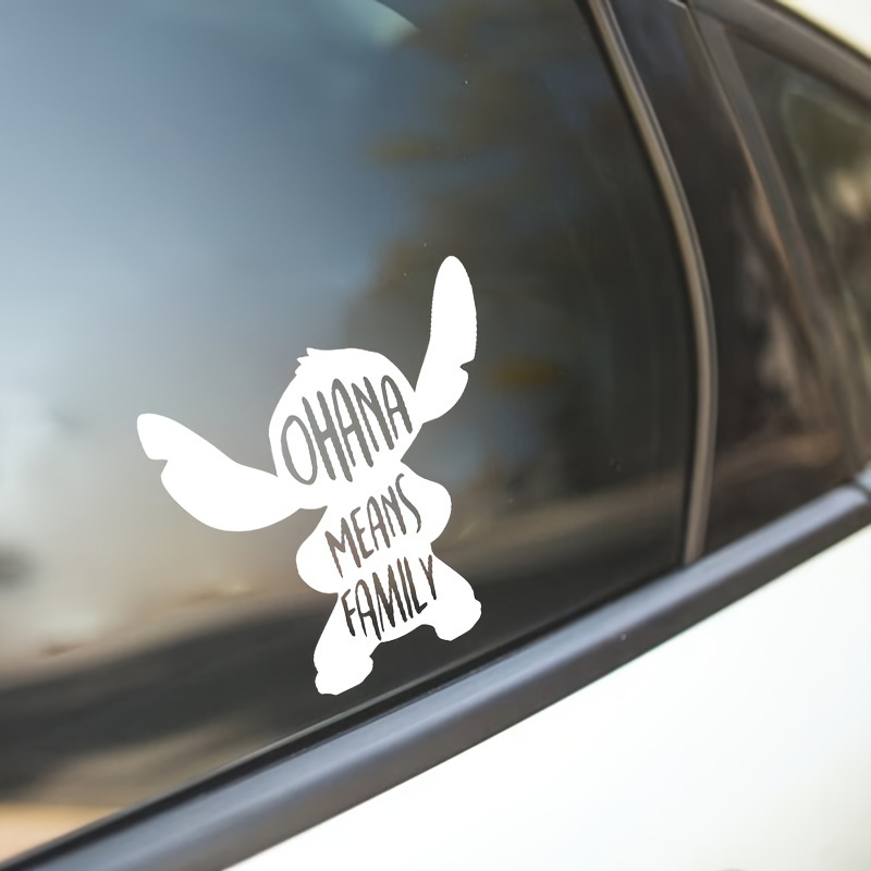 

1pc, Ohana Means Family Quote Vinyl Sticker For Car Window Bumper Door Decoration, And Stitch Laptop Decals Decor