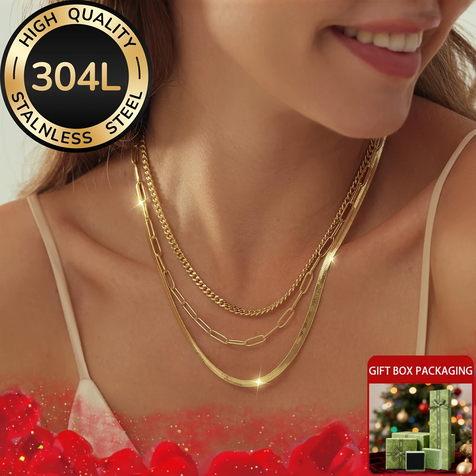 Unisex French Layered Necklace, Stackable Multi-Layer Design