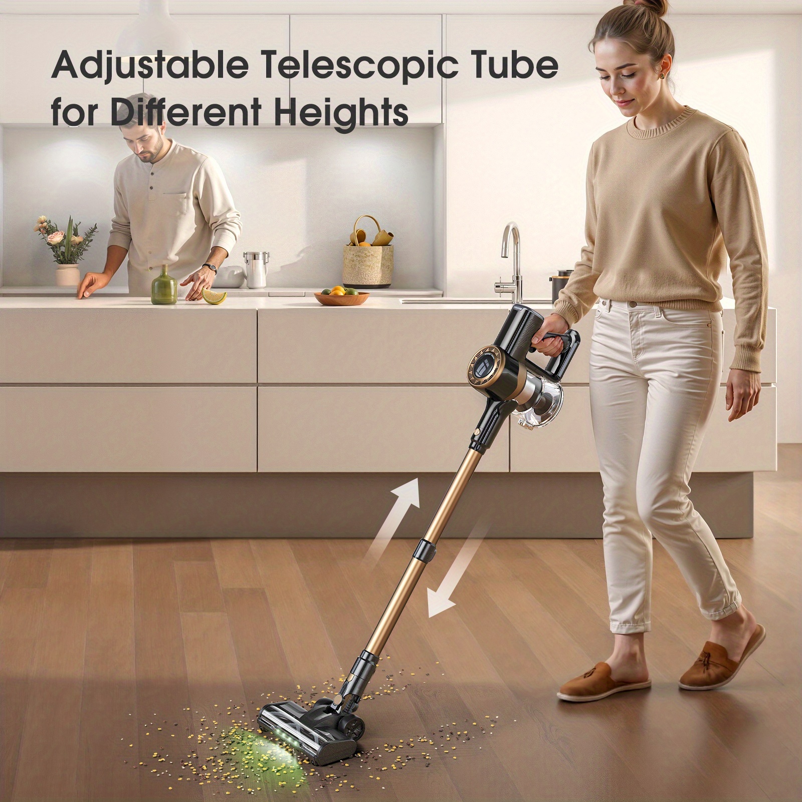 Lubluelu P2 Draadloze Stofzuiger, 33Kpa Staafstofzuiger met -Klitten Borstel en Verbeterd Groen Licht