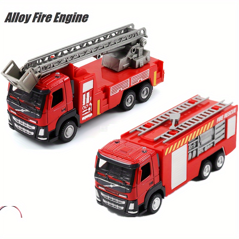 

Alloy Toy Car, 1:50 Metal Sliding Ladder Fire Truck Sprinkler Car Toy Model