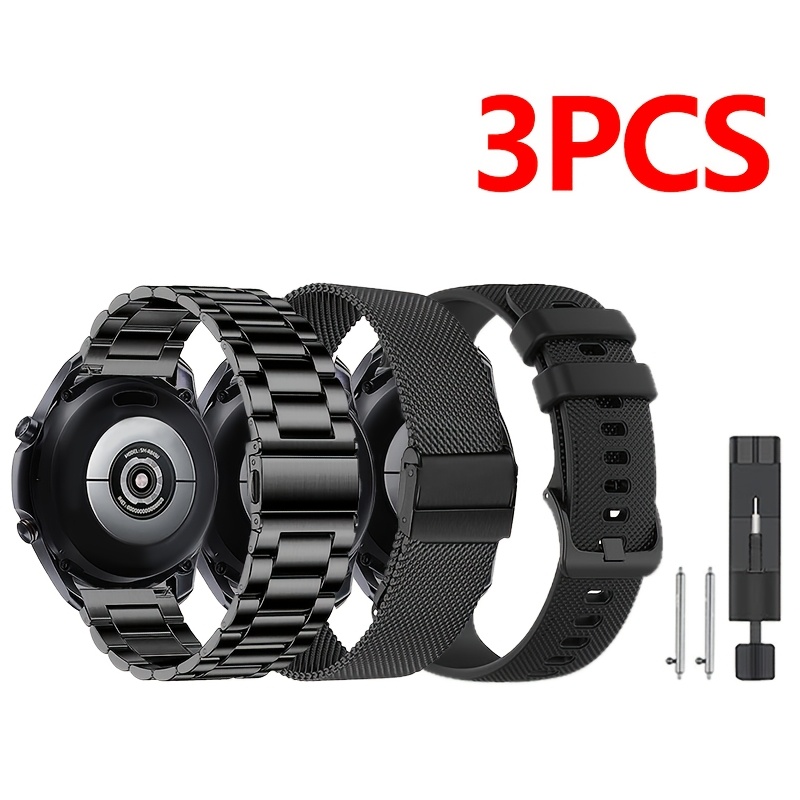 TEMU 3pcs 18/20/22mm Stainless Steel Metal Watch Strap Compatible With For For Galaxy Watch Fe/7/6/5/4 40/44mm/huawei Watch Gt6/gt7/gt7pro/gt4// Pro