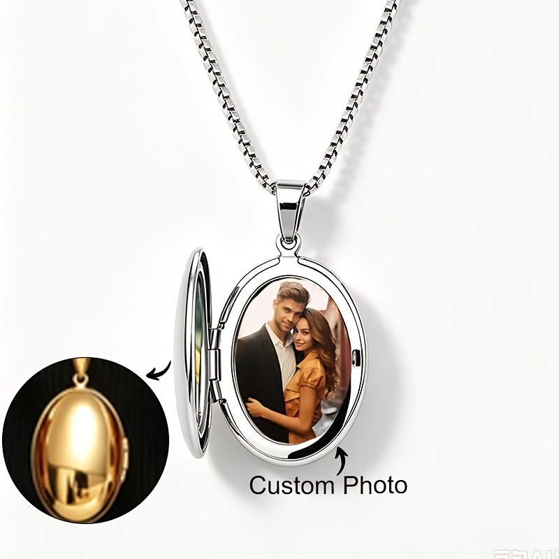 Customizable Stainless Steel Photo Heart Pendant Necklace