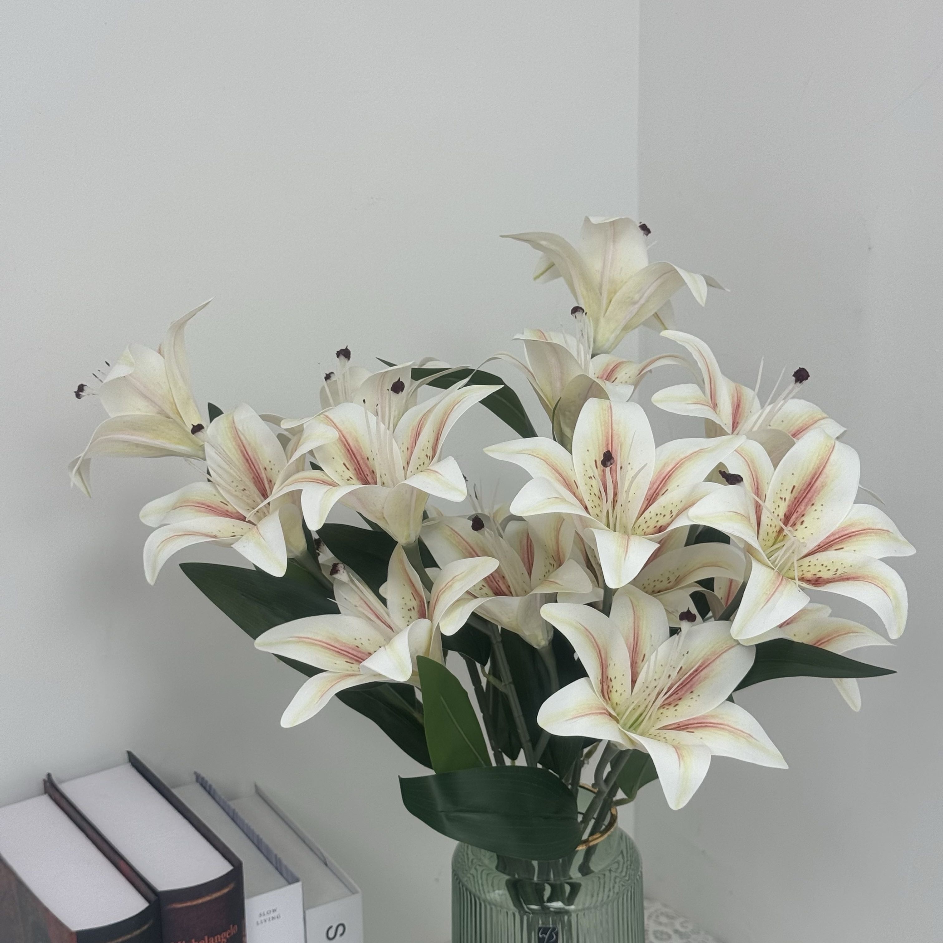 

Elegant 9-head Lily Artificial Flower - Real Touch, Moisturizing Faux Floral Bouquet For Home & Wedding Decor, Perfect For Living Room, Table Centerpiece, And Special Occasions