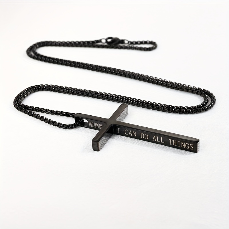 1pc stainless steel cross pendant necklace fashion necklace for boys easter gift details 6