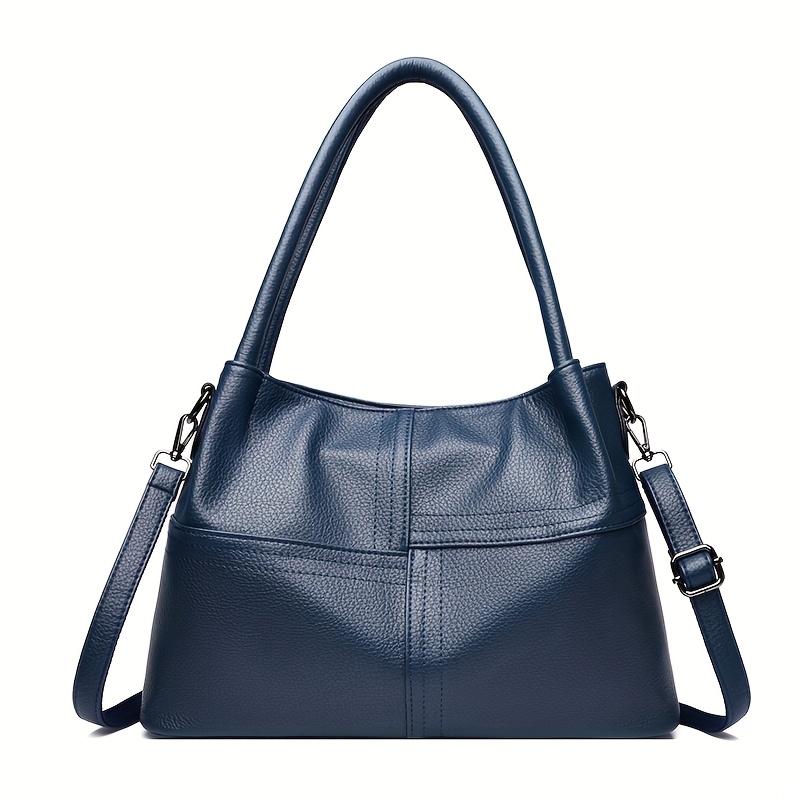 Elegant Pu Women's Shoulder Bag - Large-capacity Small Handbag, Casual Shopping Tote, And Color-block Crossbody Bag