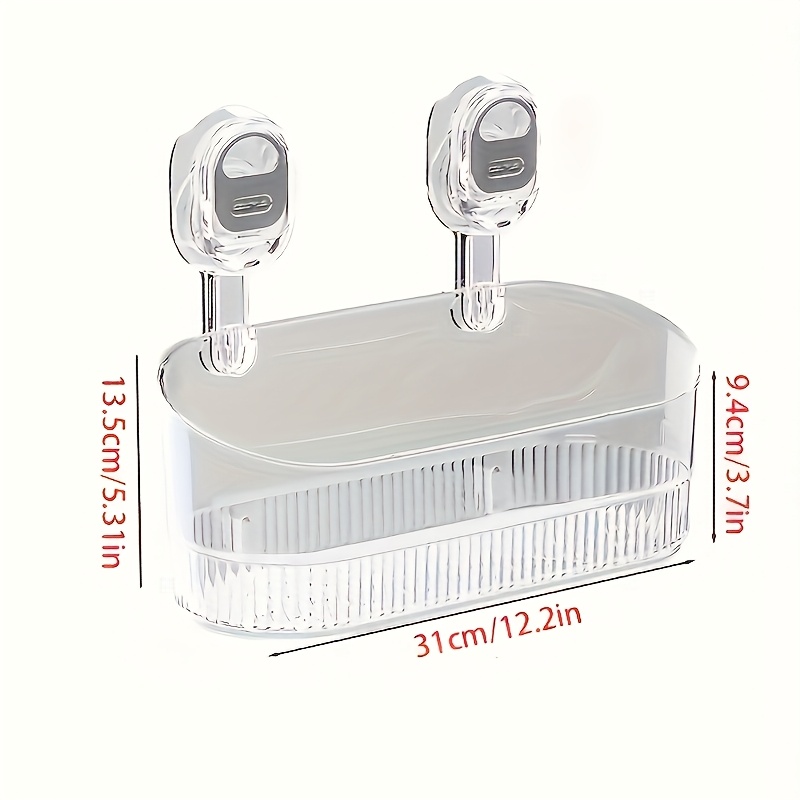 premium wall mounted suction cup organizer no drilling required durable plastic storage box for   cosmetics toiletries versatile bathroom shelf lightweight and   hole free storage rack for skincare products face masks toiletries etc perfect gift for 64 occasions like back to season halloween christmas easter shelves Product details 3