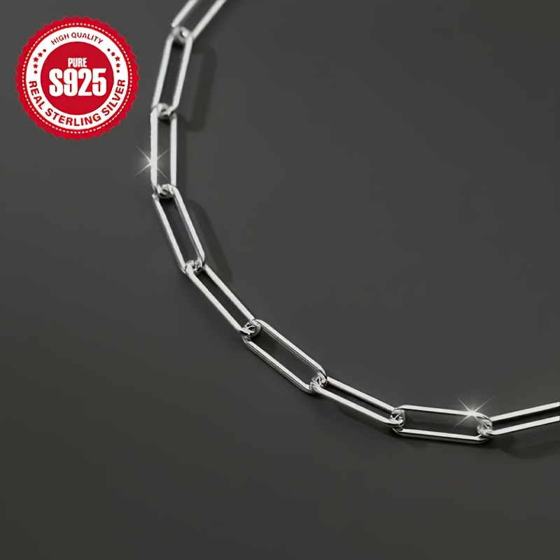 Women's S925 Silvery Paperclip Bracelet, Minimalist Design