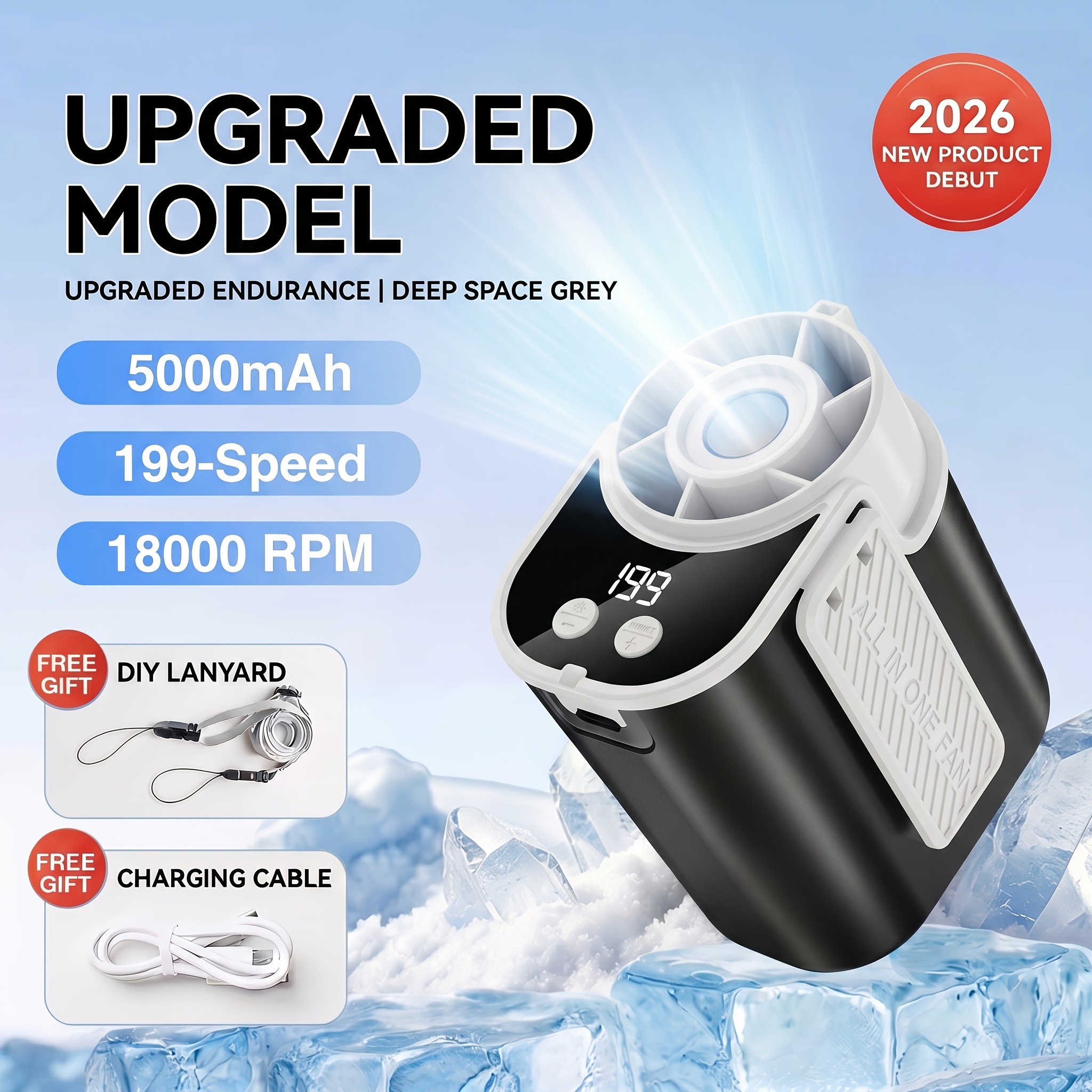 Portable Fan With Power Bank Usb Charging, Neck Fan, Suitable For Outdoor, Home And Office Use - Including Lanyard, Bladeless Waist Fan And Belt Clip, Led Lighting Function