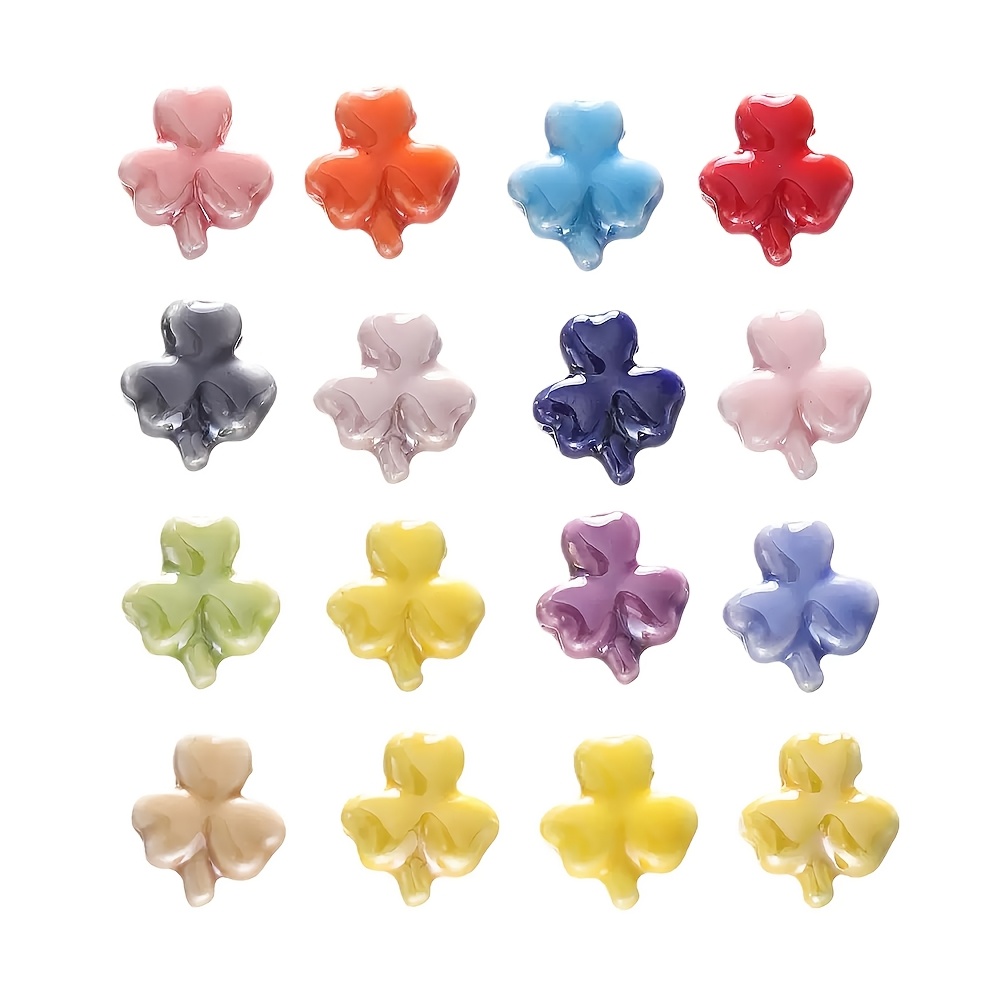 12pcs Set of Colorful Clover Ceramic Beads for DIY