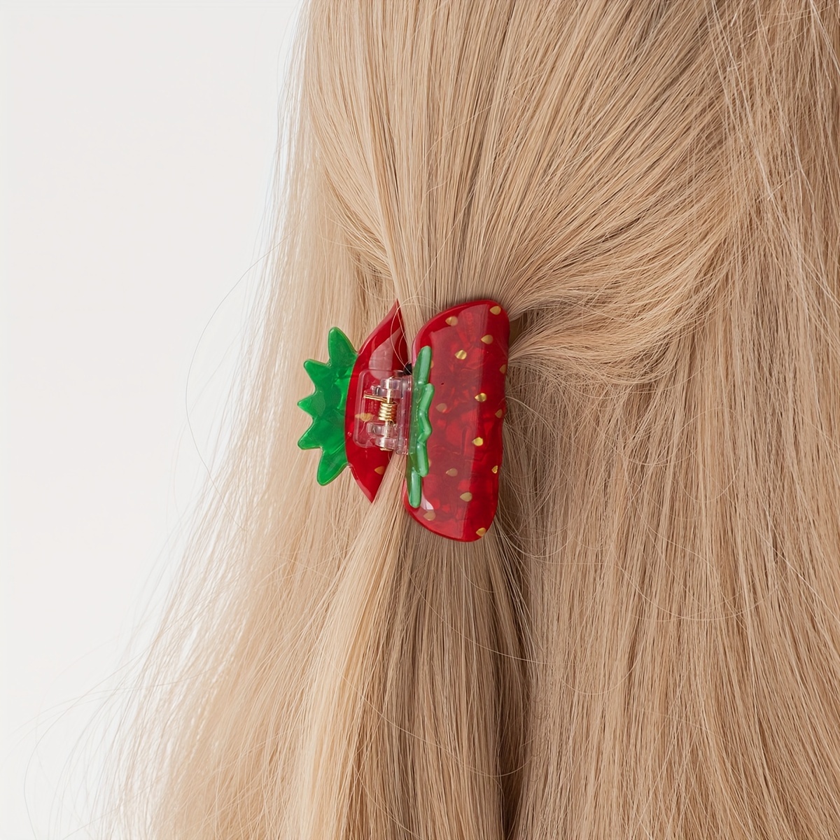 

Strawberry Hair Claw Clip For Women - Cute & Stylish, Casual Attire And Valentine's Day, Middle Size, Back Of Styling