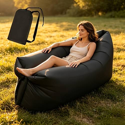 1pc ultra comfortable thickened inflatable lounger sofa bed with a practical storage bag foldable and easy to carry the durable air cushion provides stable support camping seaside leisure and outdoor rest fast inflation an
