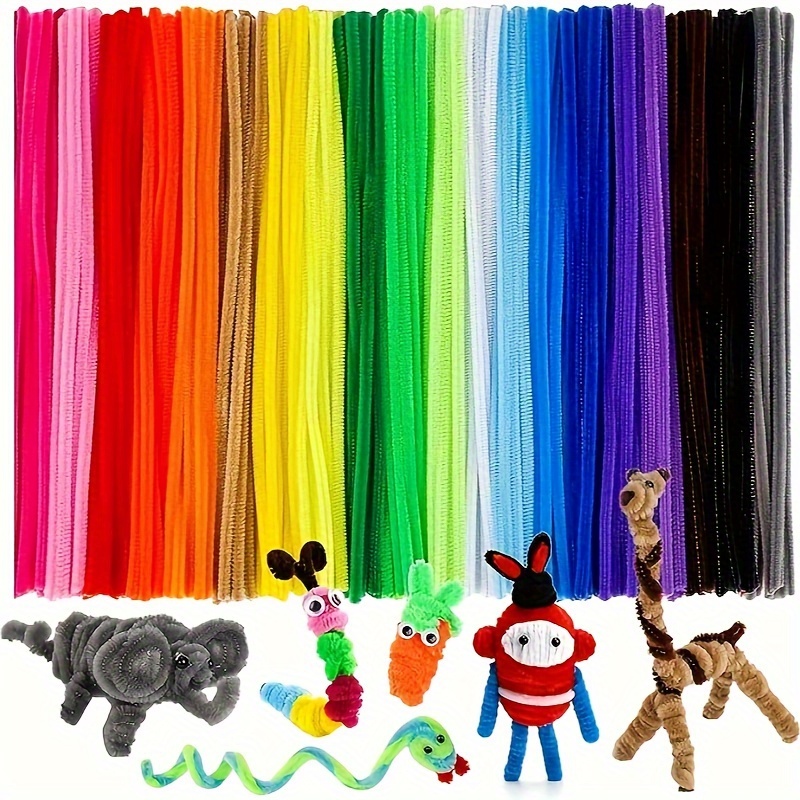 

100-piece Multicolor Chenille Stems - Flexible Twist Rods For Diy Crafts, Art Projects & Creative Decorations