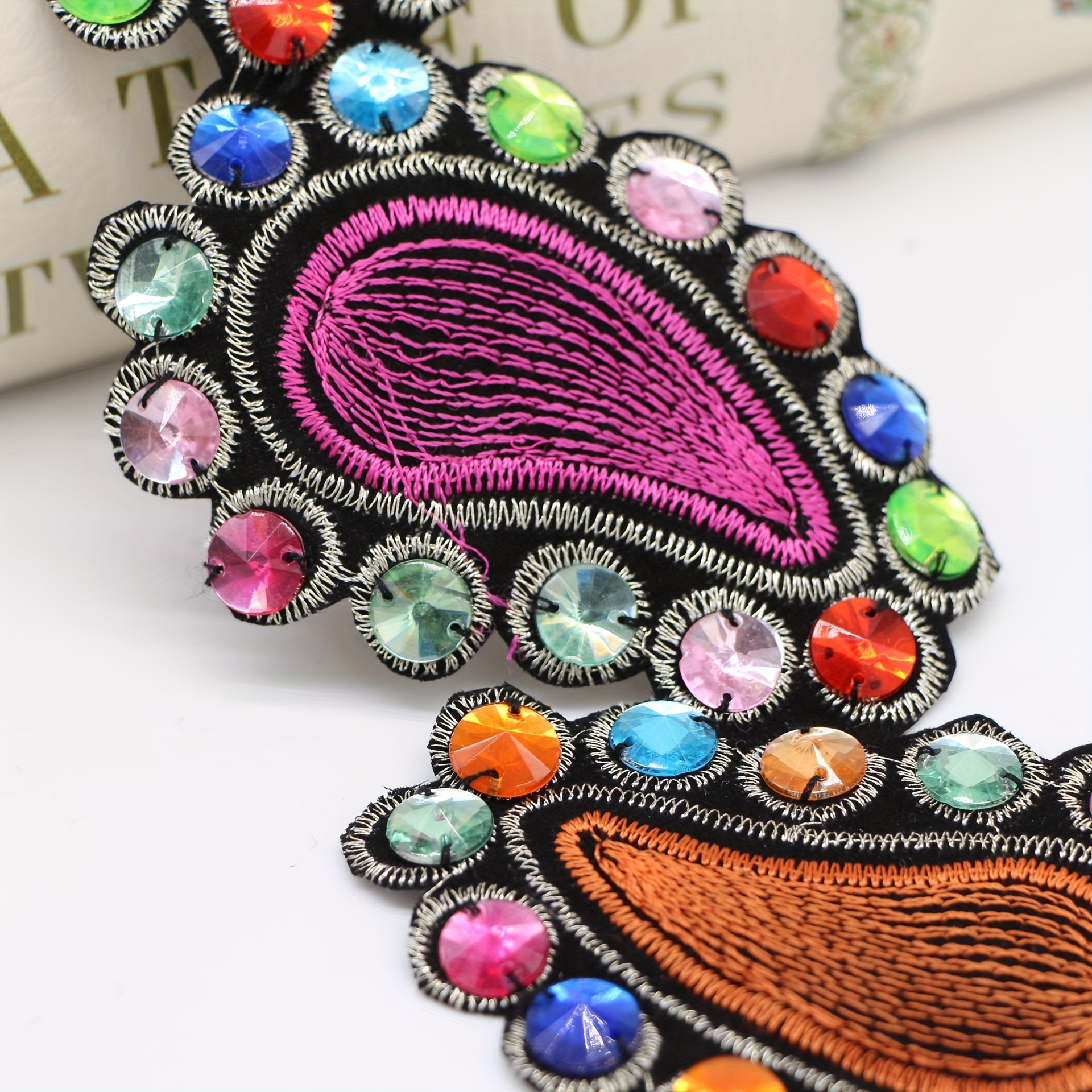 Image of 1 Yard Per Pack Beaded Lace, Width 7cm, Handmade Beaded Ethnic Style Lace, Mixed Color Acrylic Ribbon, Clothing, Shoes, Bags Additions