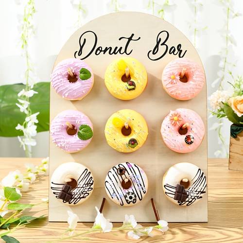 Wooden Donut Display Stand, Suitable for Circular Or Arch Shapes, Perfect for Wedding And Party Table Decoration, Ideal for Holding Donuts at Celebrations, a Display for Birthday Candy Bars, And a Rustic Touch for Bridal Showers And Cake Decorations