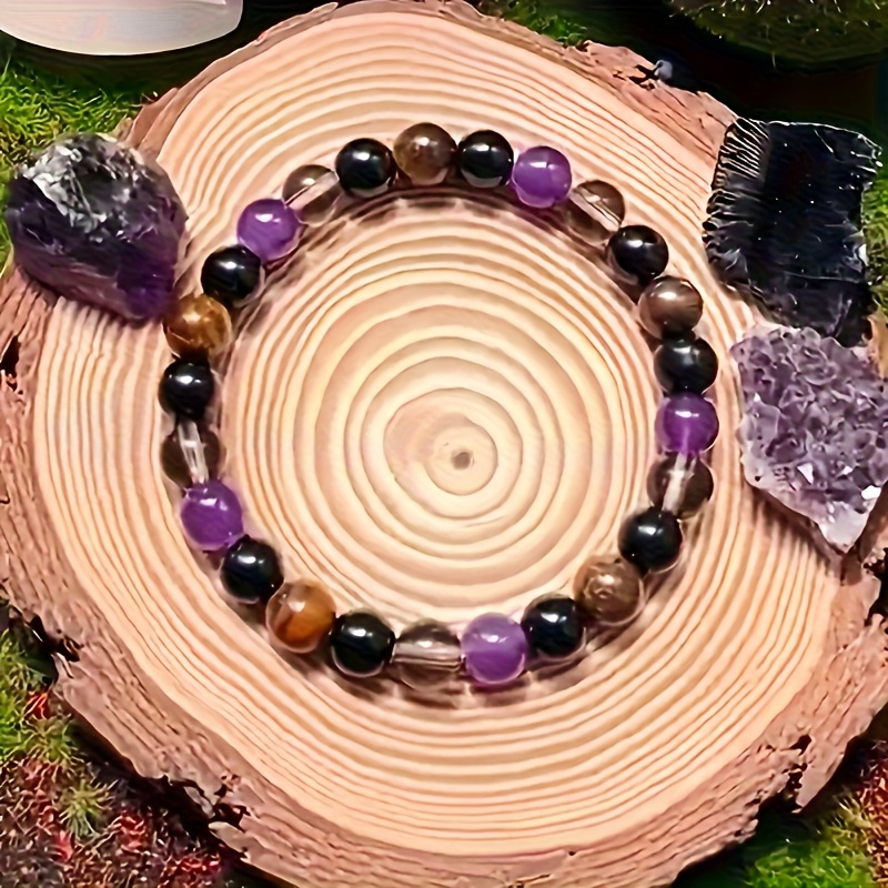 Ladies' Tiger's Eye & Black Agate Beaded Bracelet
