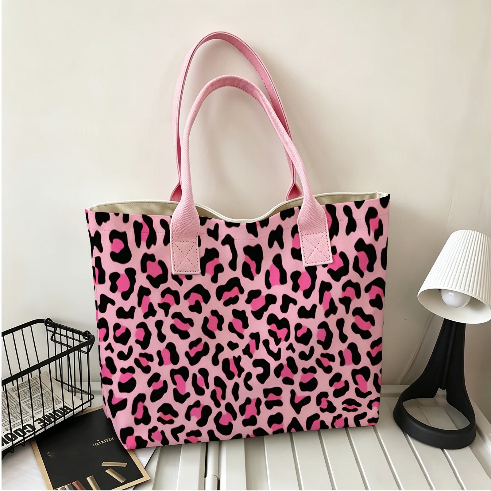 TEMU 1pc Tote Bag, 2d Flat Sweet Women's Bag, Women's Gift Handbag Beach Bag, Large Capacity Handbag, Multi-functional Tote Bag, Suitable For Work,
