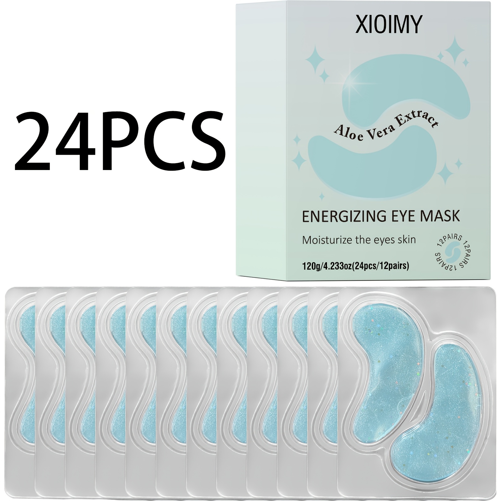 Image of 24pcs Aloe Vera Eye Mask, Tightens And The Delicate Skin Around , Nourishes And Brightens The Skin Around , Establishes A , And Farewell To Dullness And . Eye Care, Eye Care