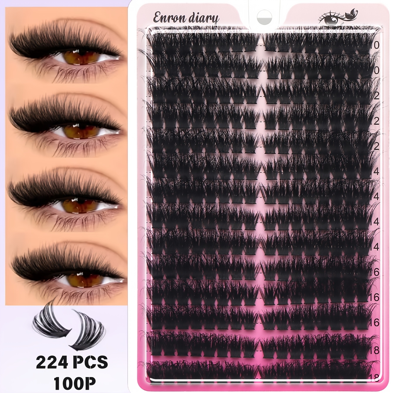 Image of 224 Clusters Of High-volume, Dense Lashes With 100% Russian/cat-eye/curling Design. The Thick, Fluffy Cat- Long-lasting And , Effect. Suitable For Daily Wear And Special Occasions, Reusable, Beginner