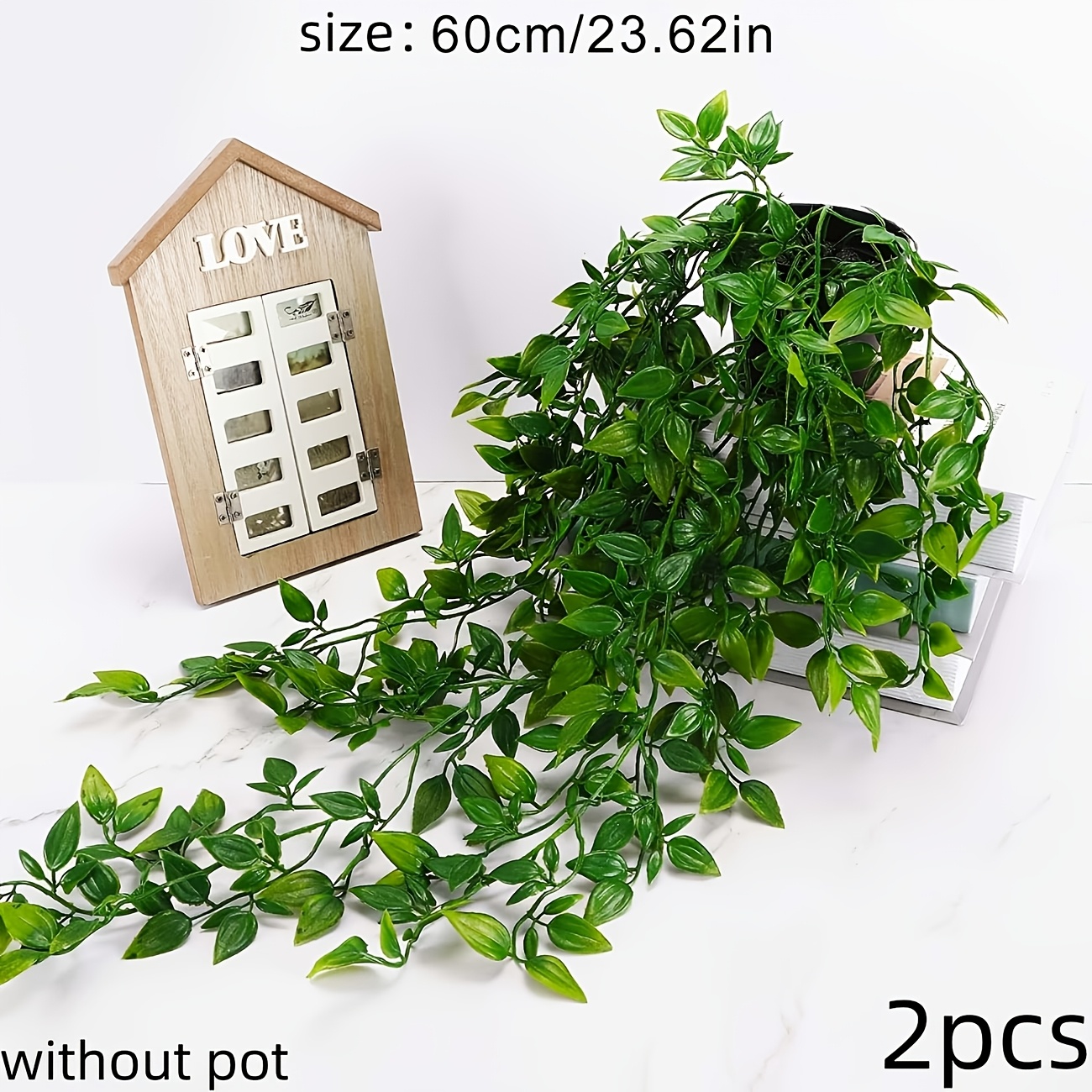 TEMU 2pcs Artificial Hanging , Suitable For Wall Decoration. Potted-free Plants, Ideal For Shelves, Bedrooms, Bathrooms, And Country-style Home Décor