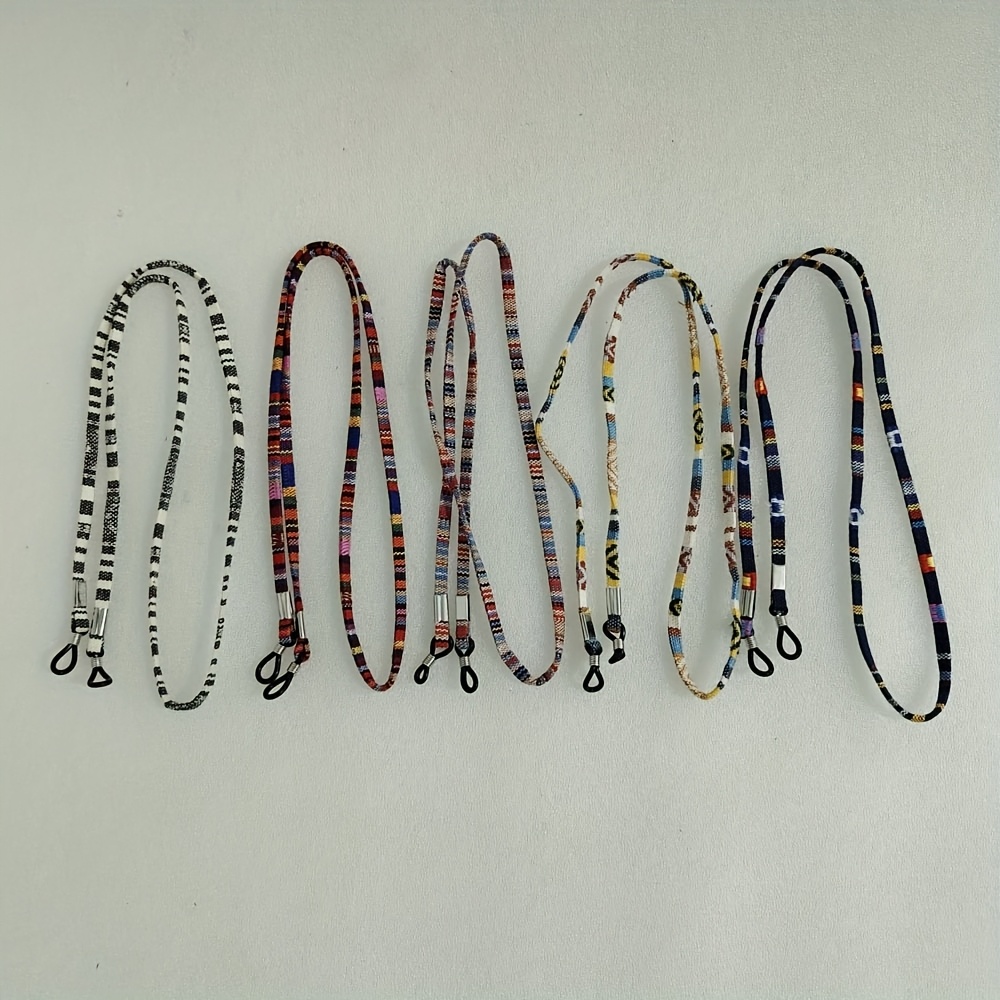 5pcs Mix Colorful Flat Strap Eyeglasses Rope Anti-lost Ethnic Style Eyeglasses Strap Eyeglass Cord Holder Retainer Strap