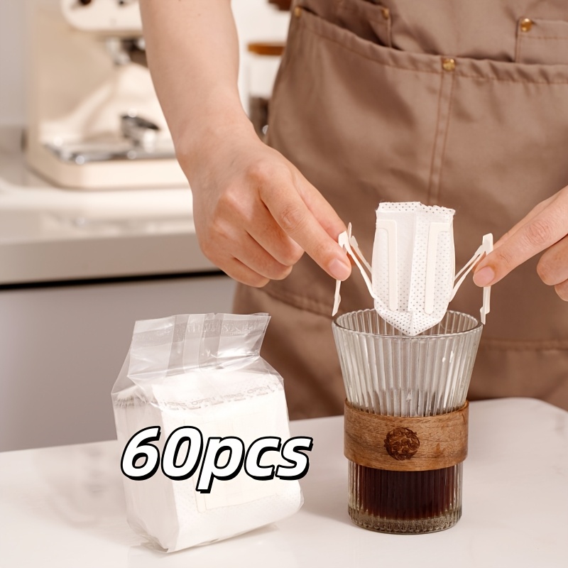 TEMU 60/120pcs 1 Pack Disposable Coffee Filter Bags With Handles - Leak-proof Design, High Quality, Suitable For Espresso And Tea, Ideal For Home Or