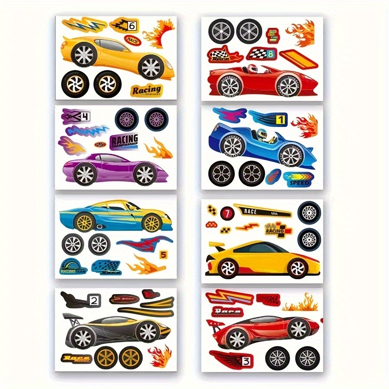 8pcs Racing Stickers Puzzle Party Stickers