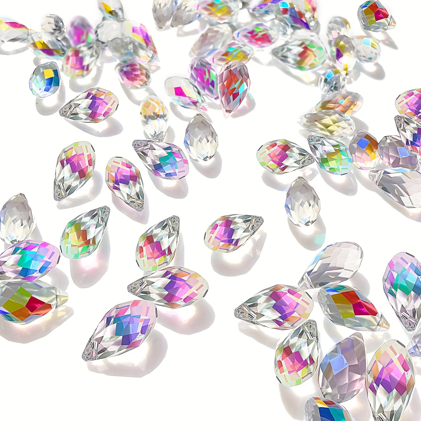 

-pack Teardrop Chandelier Crystals Pendants, 12mm Ab Rainbow Beads, Iridescent Artificial For Jewelry Making, Diy Earrings, Necklaces, Bracelets, Chandelier Accessories