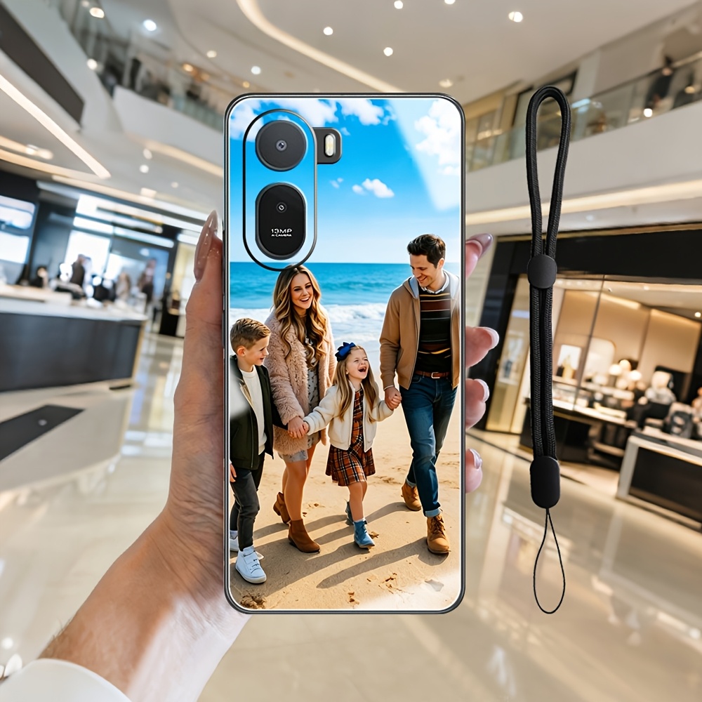 TEMU Phone Case - Adjustable Lanyard Style Mirror Phone Case With Custom Photo For Xiaomi Redmi A7 Pro/a4/a3/a2/a1/a5/a2+/a1+ Series, Suitable For