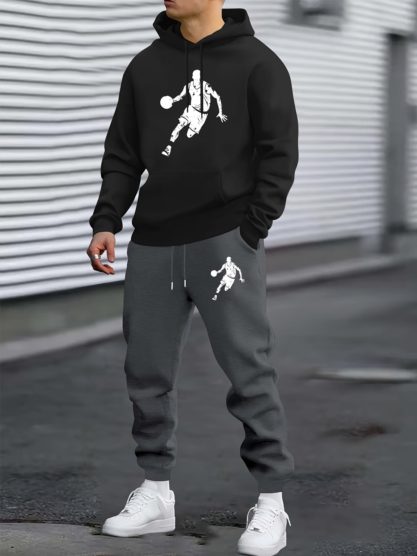 conjunto sudaderas deportivas casuales hombres estampa Temu