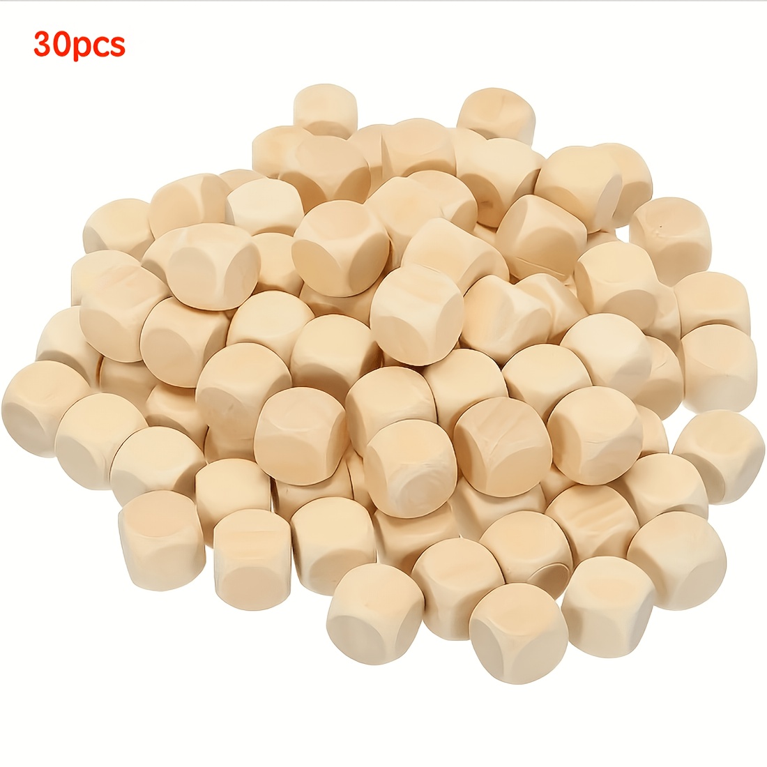 Image of 30pcs Dice Set, Blank Wooden Dice For Diy Crafts - 6-sided Blank Wooden Cubes With Rounded Edges, 14mm For Diy Crafts, Games, And Decorations