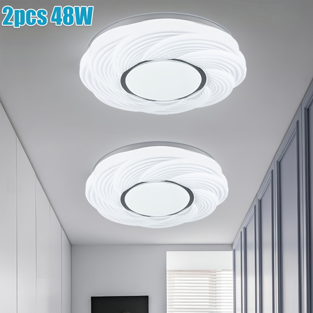 Image of 2pcs Led Ceiling Light, 48w Modern Light Round Ceiling Lamp Fixture, Diameter 49cm/19.29in 6500k White Close To Ceiling Lights Fixture For Hallway, Bedroom, Kitchen, Living Room