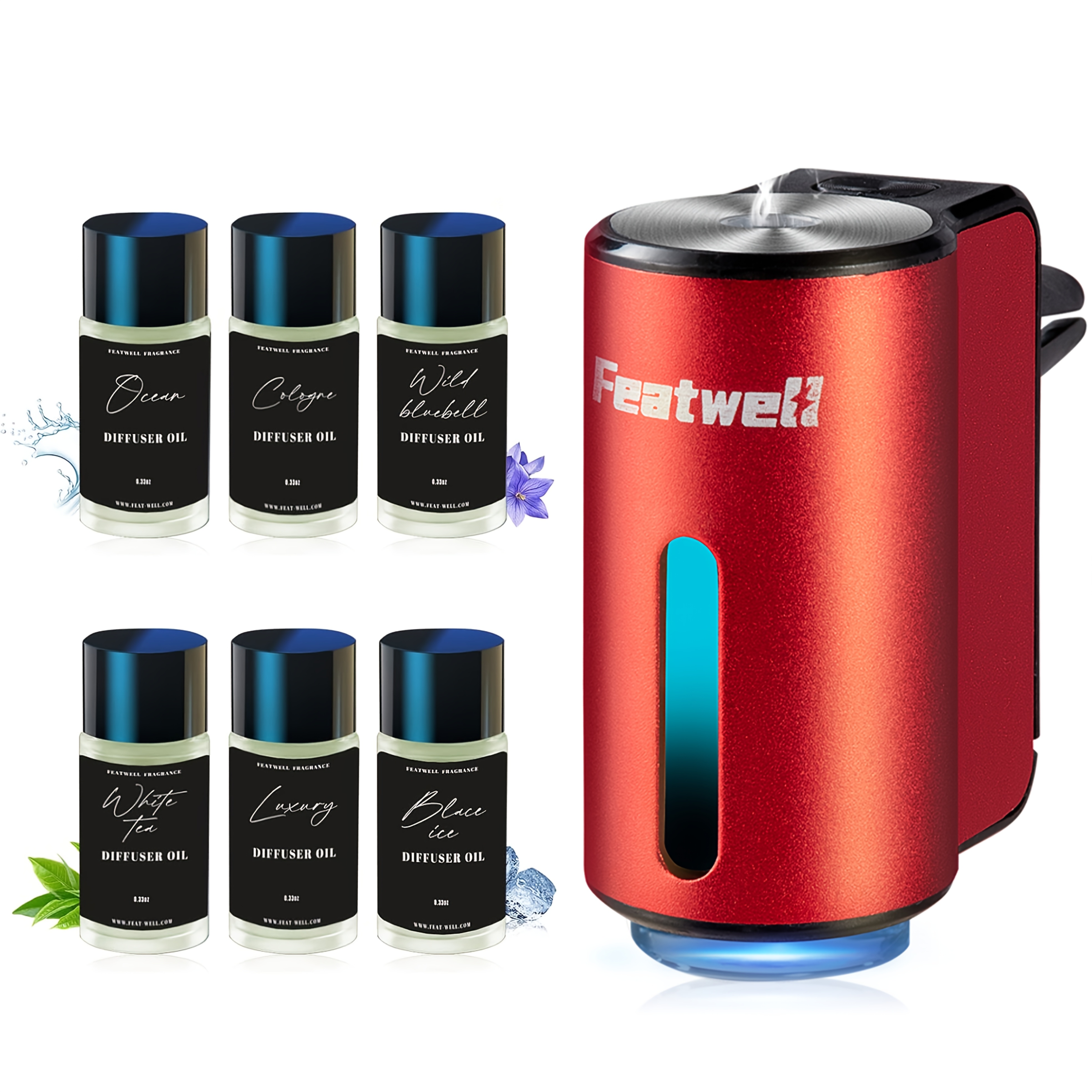 TEMU Smart Car Air Fresheners - 6*10ml Natural French Perfume Lasts , Portable Waterless Car Diffuser Air Freshener Car Aromatherapy Diffuser, Adjust