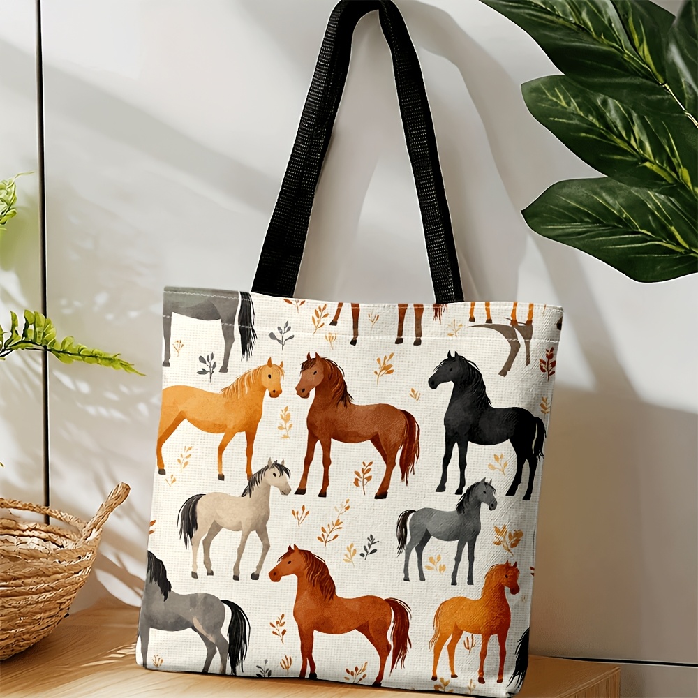 TEMU Multi-colored Horse Print Tote Shoulder Bag