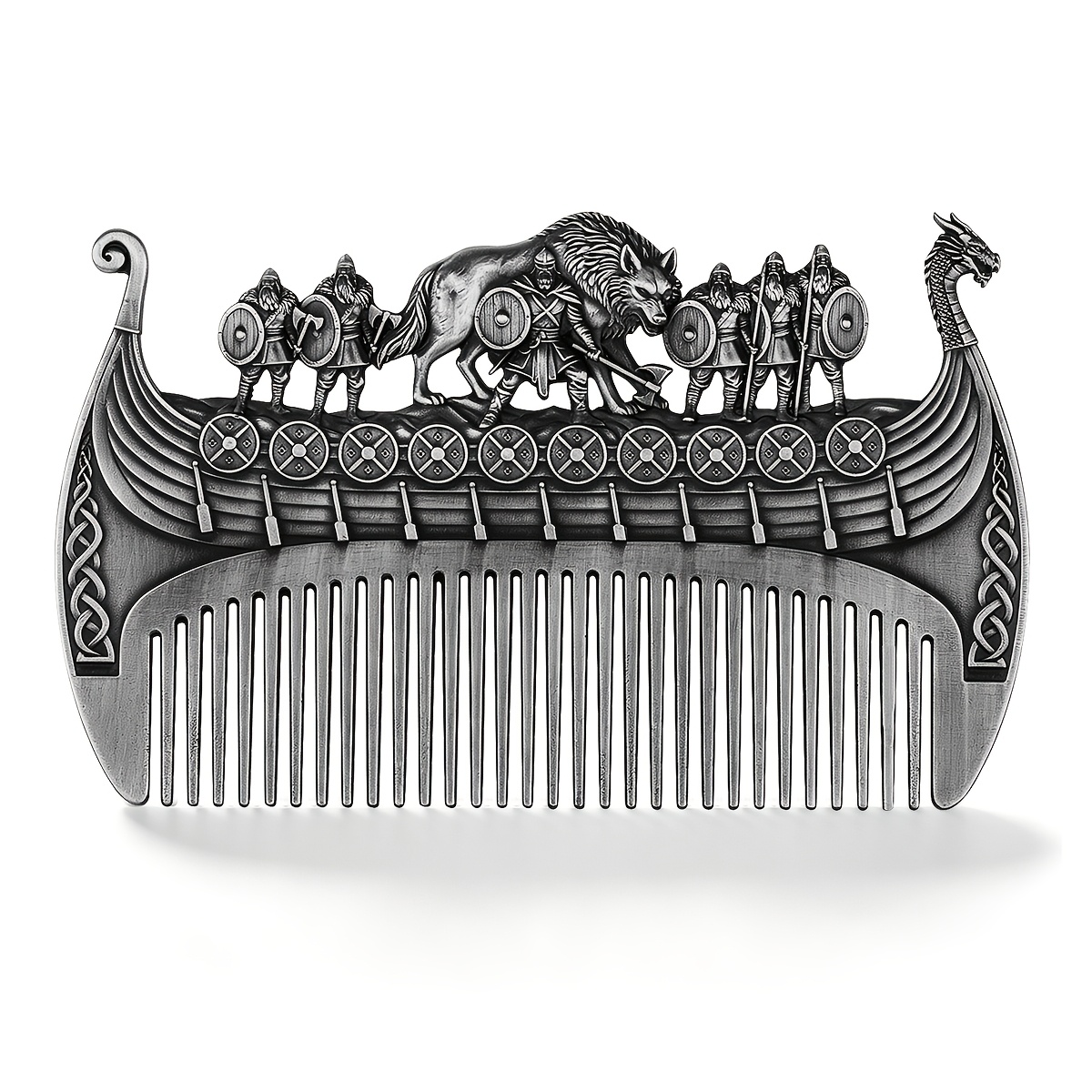 TEMU Halloween Viking Metal Beard Comb, Men's Mustache Grooming Pocket Comb, Halloween Party Novelty Gift For Men