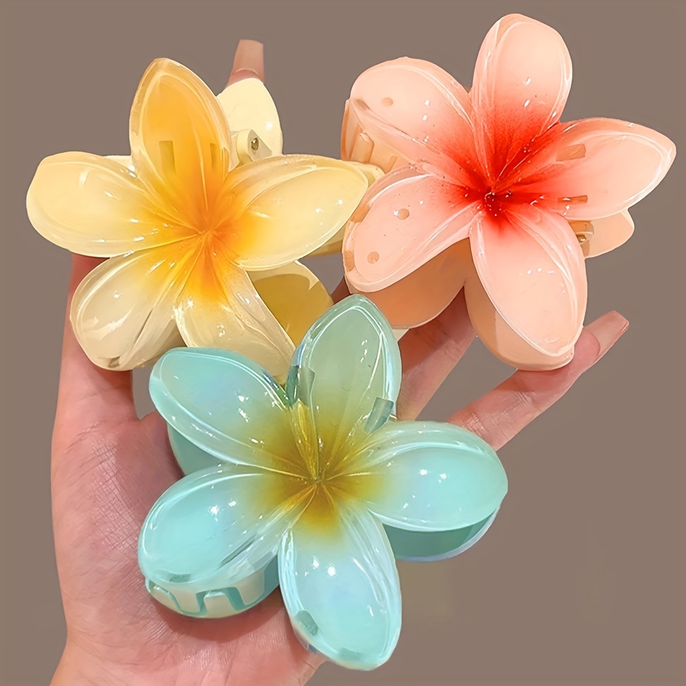 

3-piece Set Elegant Floral Hair Claw Clips - Non-slip, Strong Grip For Thick & Thin Hair - Perfect For Women & Girls, Ideal For Daily Wear