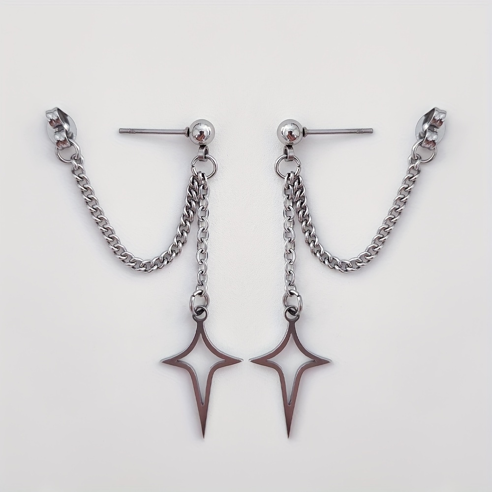 1 Pair Meteorite Pendant Front And Back Style Hypoallergenic Needle Earrings